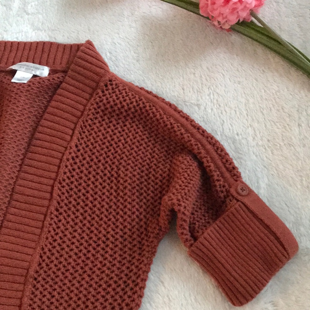 CHRISTOPHER & BANKS Cardigan Loose Knit Orange Size P/M - Picture 2 of 16